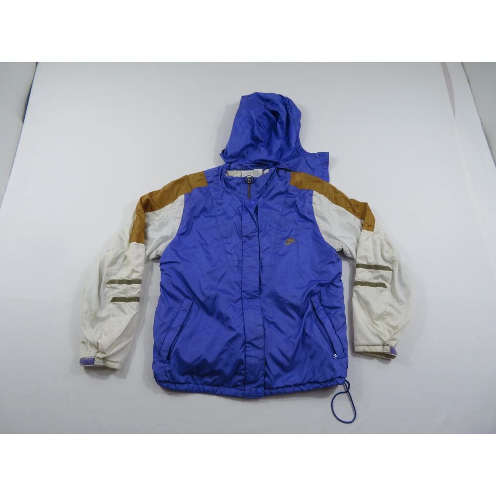 NIKE International Jacket, Hooded Windbreaker, Purple White Gold Sz M 1990s